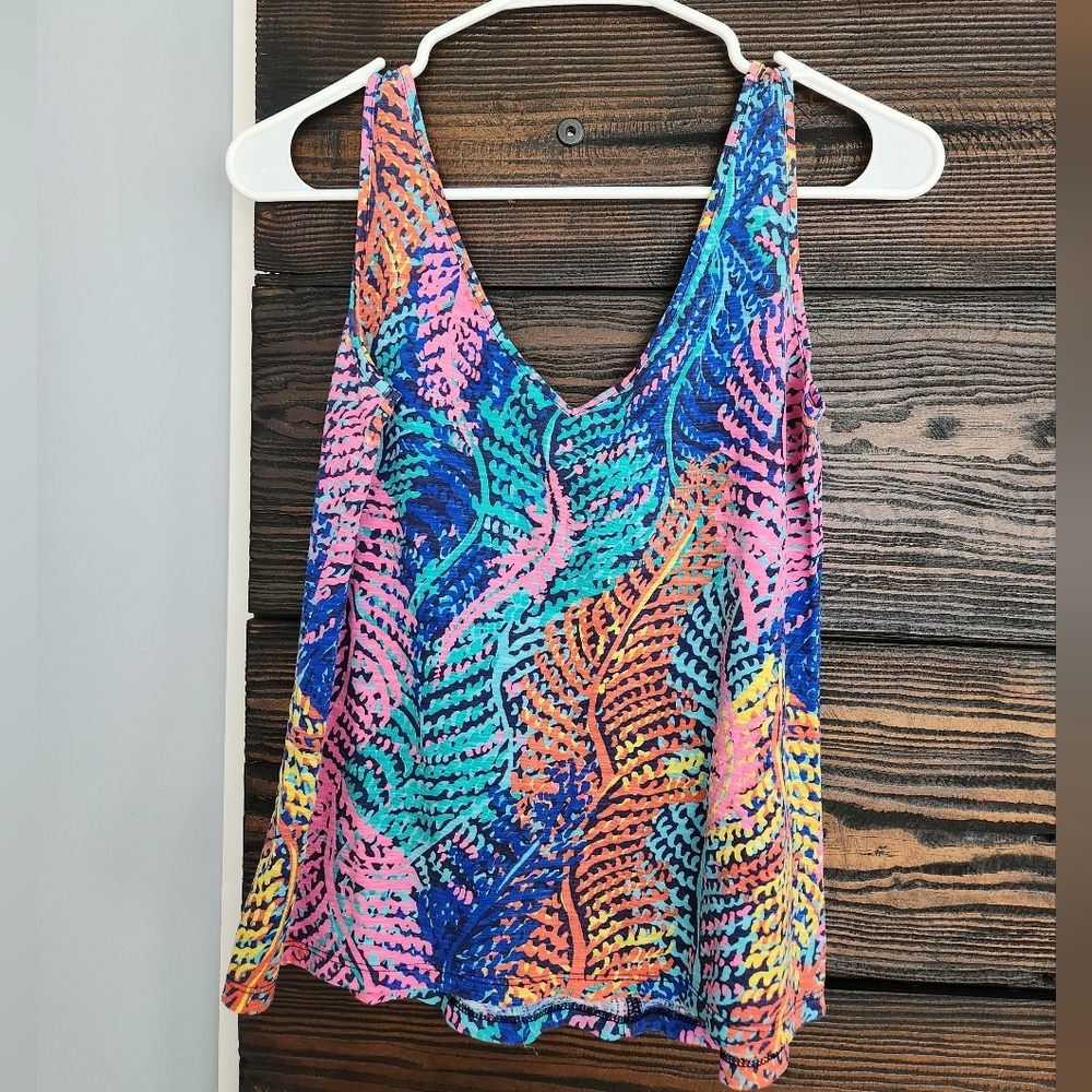 Lilly Pulitzer crop swing tank colorful leaf print size xs